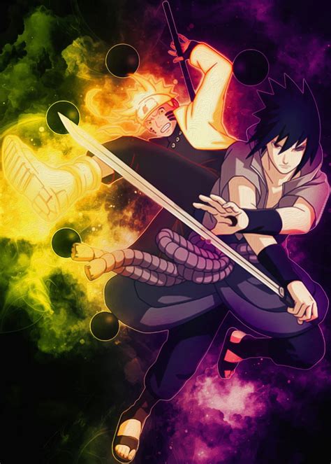 Naruto And Sasuke Metal Poster Piloz Art Displate Anime