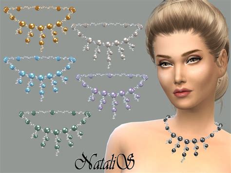 The Sims Resource Nataliscascade Of Crystal And Pearl Necklace