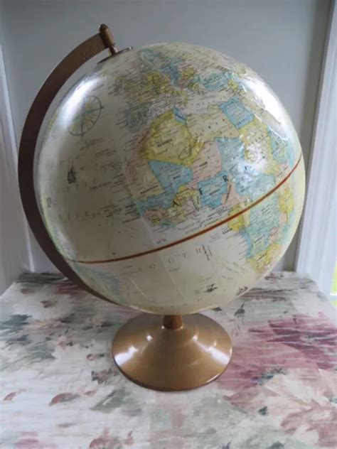 Vintage World Globe Replogle Globemaster 12 Inch W Stand Raised