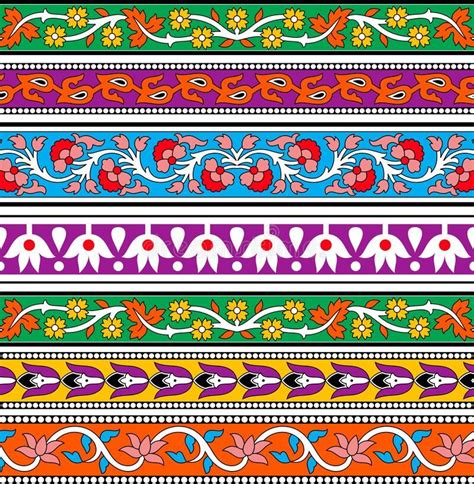 Colorful Vector Ornament Kalamkari Border Design Use Of Multi Colors