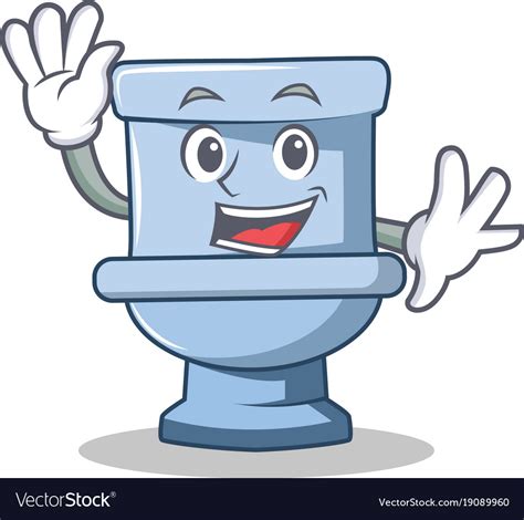 Waving Toilet Character Cartoon Style Royalty Free Vector