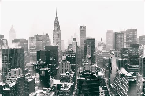 New York City Skyline Winter Snow Covered Skyscrapers Flickr