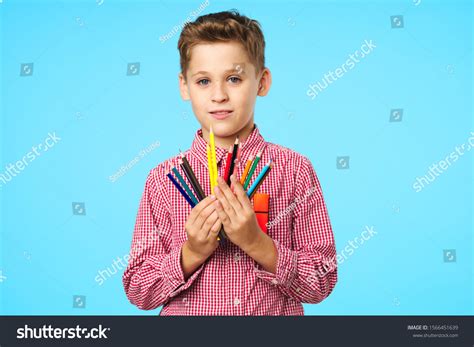 Schoolboy Pencils Learning Childhood Studio Stock Photo 1566451639