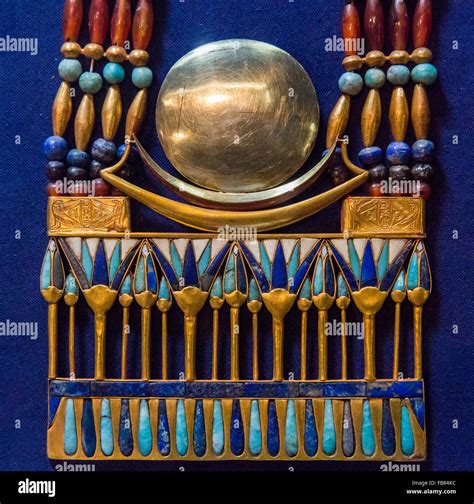 Detail Of Necklace With Lunar Pectoral From The Tomb Of Tutankhamun At