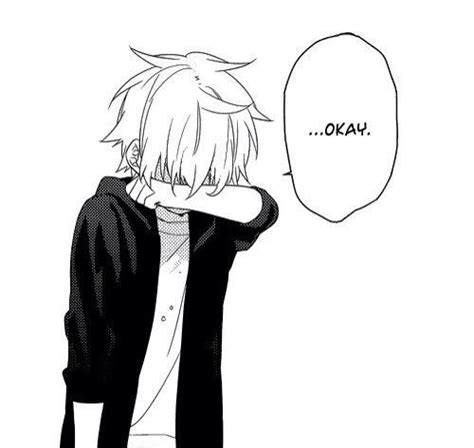 Cute Anime Boy Crying Manga Monochrome Black And