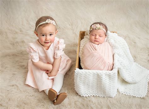 Second Newborn Photographs Sibling Baby Girl Portraits