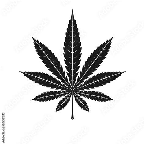Monochrome Icon Cannabis Leaf In The Style Of Silhouette Vector