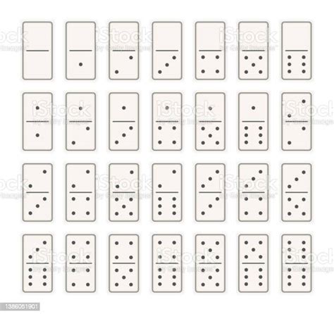 Domino 28 Pieces With Black Spots Or Dots Creative Vector Realistic