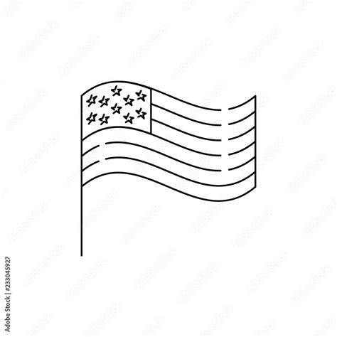 American Flag Line Icon Usa Flag United States Flag Icon Line Art Design Vector Flat