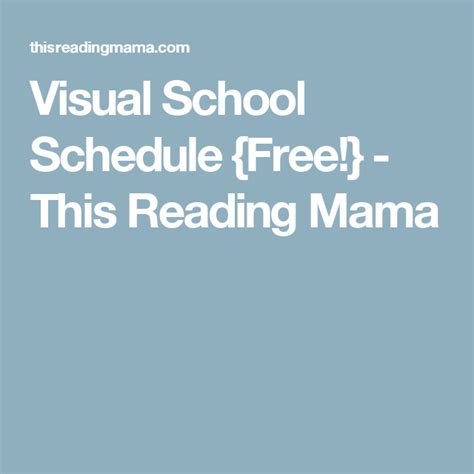 Visual School Schedule Free This Reading Mama School Schedule