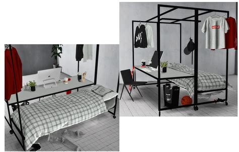 Ts4cc Hybrid Bed Desk Frame Set Sims 4 Cc Furniture Hybrid Beds