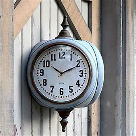 Double Sided Train Station Wall Clock Antique Farmhouse