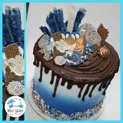 Royal Blue And Gold Ice Cream Cake Drip Cake In 2022 Candy Birthday