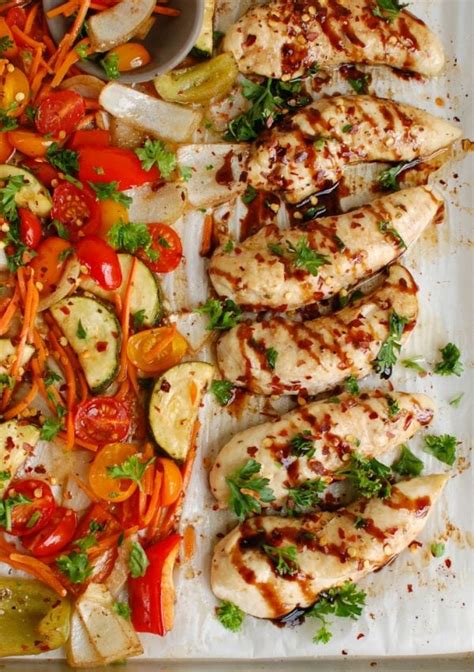 Sheet Pan Honey Balsamic Chicken Tenders And Vegetables Image 4 A