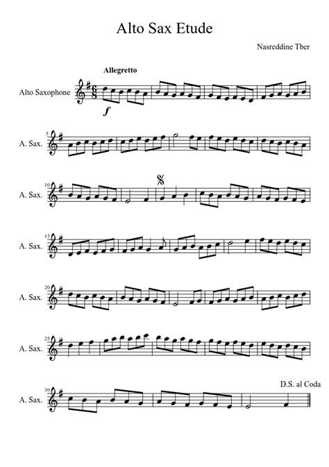 Etude For Alto Saxophone Sheet Music Download Free In Pdf Or Midi