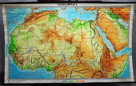 Rollable School Wall Chart Poster Geography Map North Africa