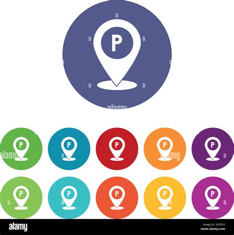 Map Pointer With Car Parking Sign Set Icons Stock Vector Image And Art