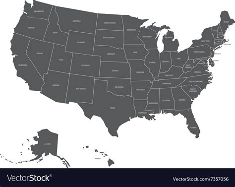Map Of Usa With State Names Royalty Free Vector Image
