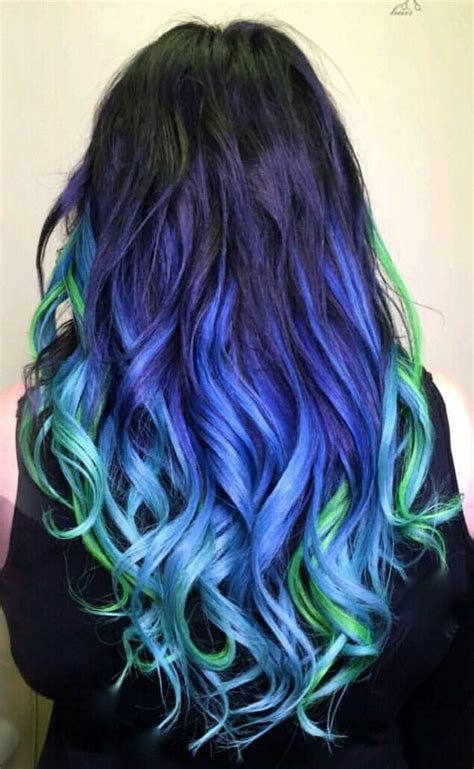 Blue And Green Hair Tips