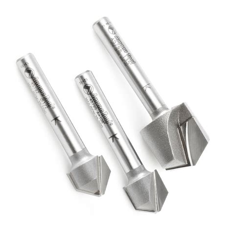 Amana Tool Ams 140 3 Pc Carbide Tipped V Groove 90 108 And 135 Deg For Double Edge Folding