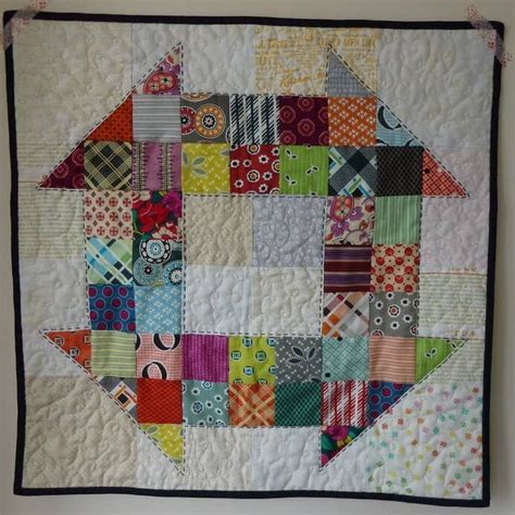 Scrappy Churn Dash Mini Quilt Made With Denyse Schmidt Fabrics And Low