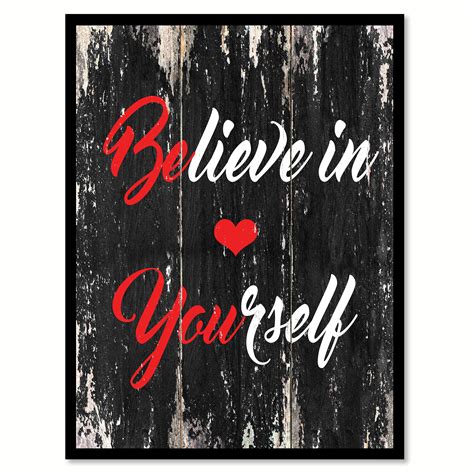 Believe In Yourself Inspirational Quote Saying Black Canvas Print