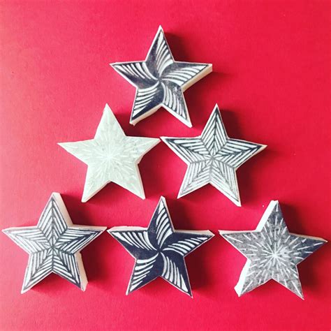 Star Rubber Stamp Set Christmas Star Stamps Xmas Decoration Etsy