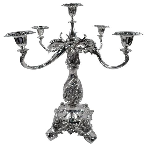 Tiffany And Co Sterling Silver 9 Light Candelabra Set Paris Exposition