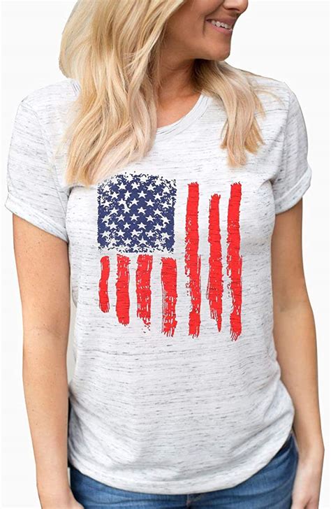 American Flag Shirts For Women Funny 4th Of July Graphic Tee White