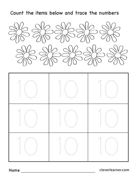 Numbere 10 Worksheet For Toddlers