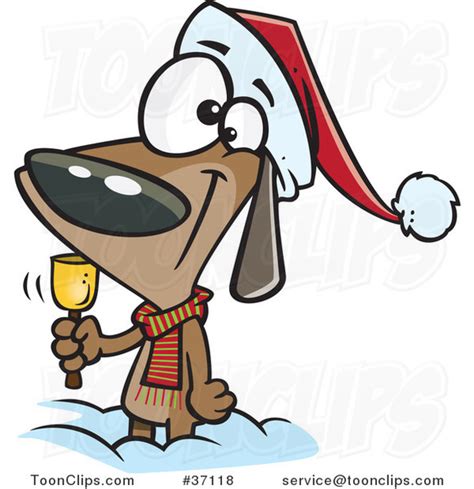 Christmas striped seamless pattern cartoon dog vector. Cartoon Christmas Dog Ringing a Bell for Donations #37118 ...