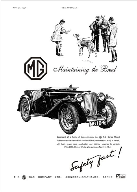 Mg Tc Car Motor Or Autocar Advert 1946 Mg Tc Pinterest Tc Cars