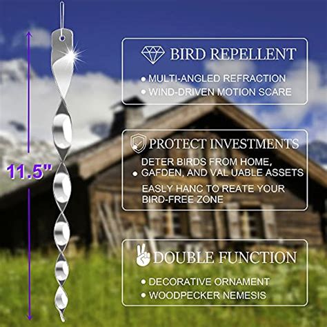 Hausse 30 Pack Bird Repellent Reflectors Scare Rods Hanging Silver