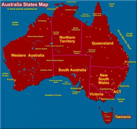 Australia Map With States Map Of Australia Showing States Australia