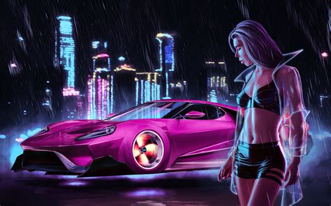 3840x2400 Pink Car Cyberpunk Girl 4k 4k Hd 4k Wallpapers Images