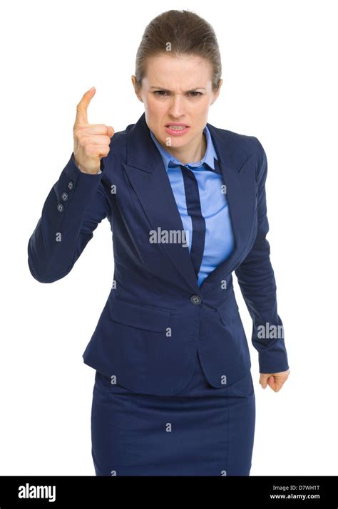 Angry Business Woman Threatening With Finger Stock Photo Alamy