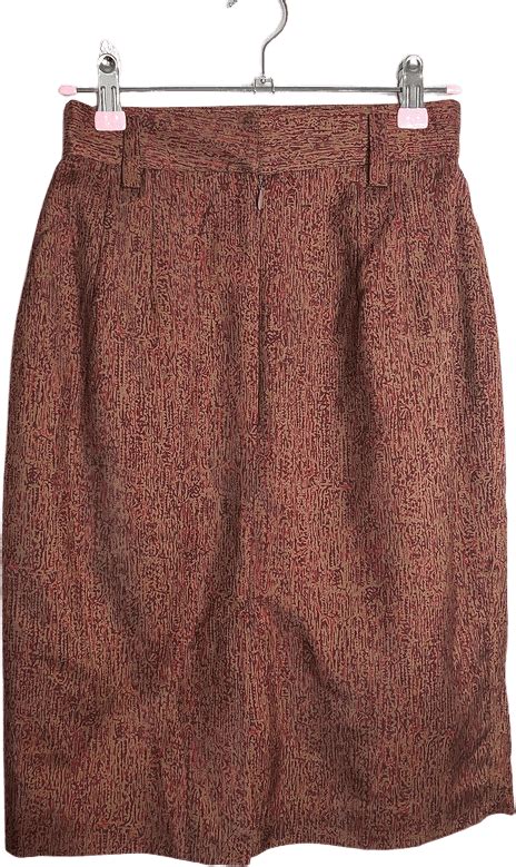vintage 80 s deadstock red patterned silk skirt by linda allard for ellen trac shop thrilling