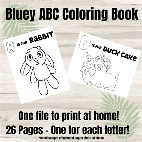 Abcs Of Bluey And Bingo Printable Alphabet Coloring Pages Etsy