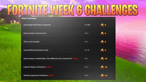 By anonymous, march 30, 2018. New Fortnite Week 6 Challenges * All Week 6 Challenges ...