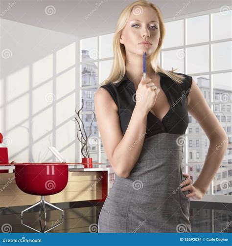 Blonde Business Woman With Serious Expression Stock Photo Image Of