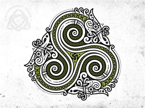Snakes Triskelion By Sergey Arzamastsev Dribbble Viking Symbols