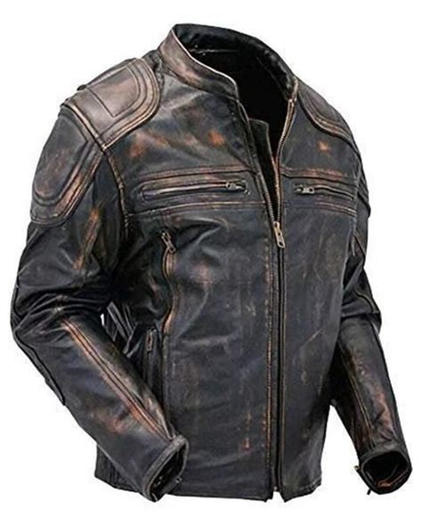 Imported Cafe Racer Quilted Distressed Vintage Motorcycle Leather