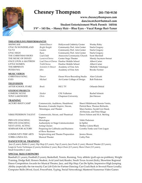 Theatrical Resume Template Word Atlantaauctionco