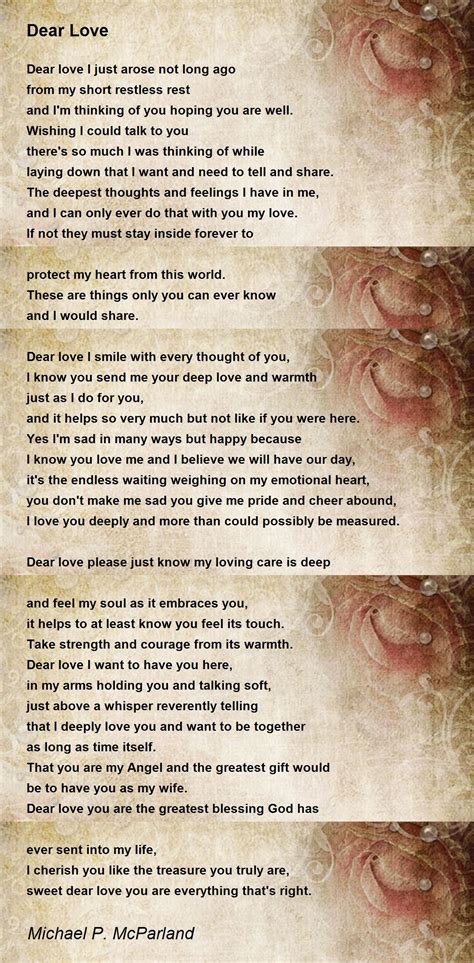 Dear Love Dear Love Poem By Michael P Mcparland