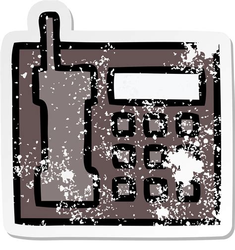 distressed sticker of a cute cartoon office telephone 45143438 PNG