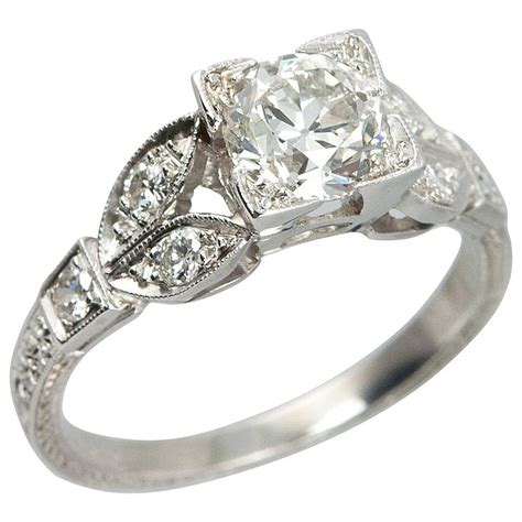 Old European Cut Diamond Platinum Engagement Ring For Sale At 1stdibs