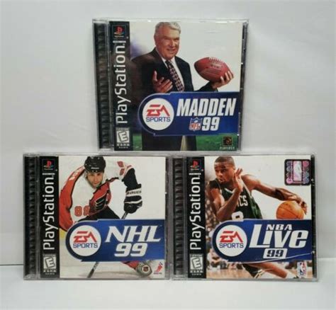 1999 Ps1 3 Game Lot Madden Nfl 99 Nhl 99 Nba Live 99 Tested And