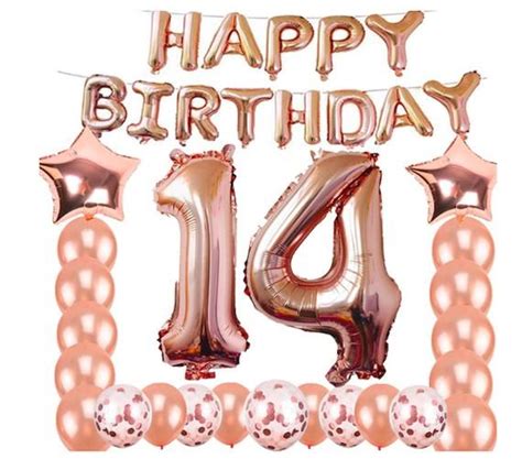 14th Birthday Decorations Number 14 Balloon Rose Gold Balloons Etsy 14th Birthday Birthday
