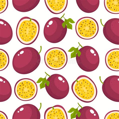 Vector Pattern With Cartoon Passion Fruits Isolated On White Stock Vector Illustration Of