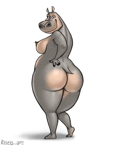 Rule 34 2017 Anthro Ass Big Butt Breasts Female Gloria Madagascar Hippopotamus Kostos Art